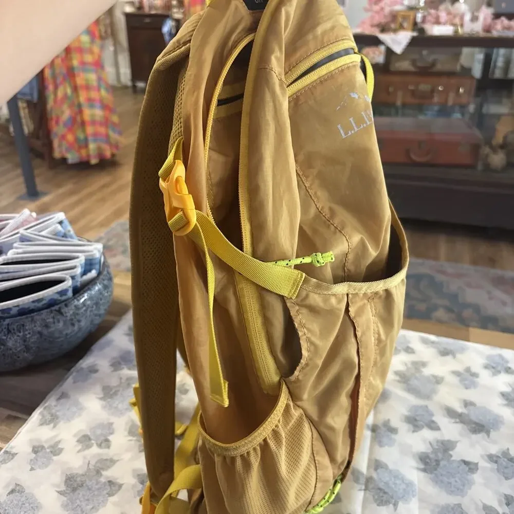 LL Bean Yellow Stowaway Backpack￼